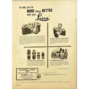 E. Leitz Inc. "To Help you do more things better with your Leica" Print Ad 1949